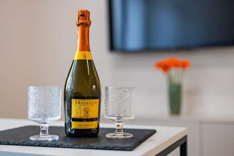 Glass of Prosecco in Apartment near Wawel in Krakow